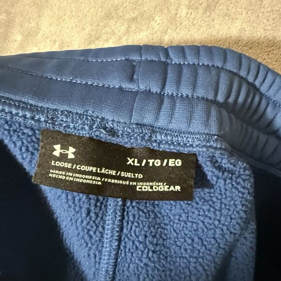Under Armour ColdGear Joggers XL Blue Loose Fleece Lined Sweatpants Tapered - Picture 5 of 10